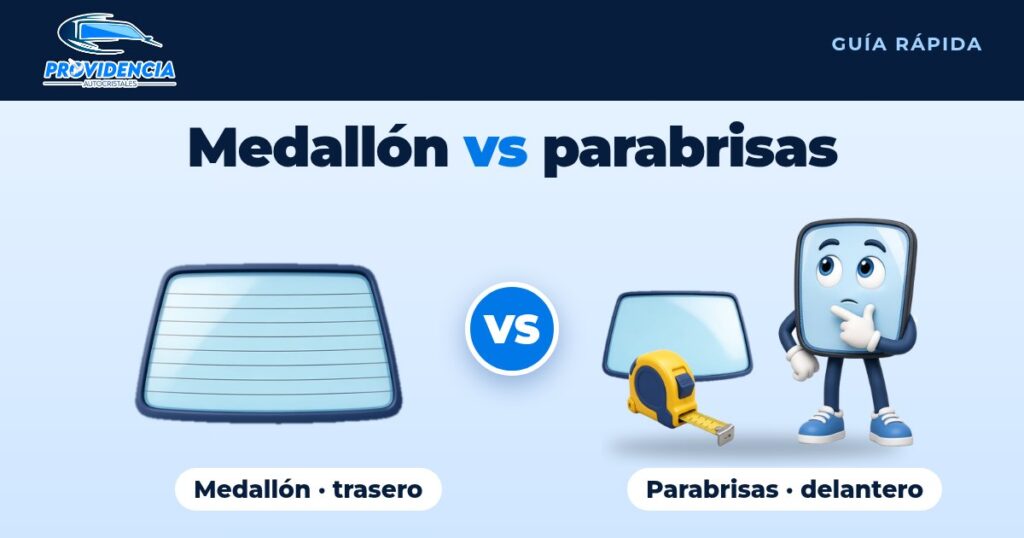 Comparación de medallón trasero y parabrisas delantero con Provi de Autocristales Providencia